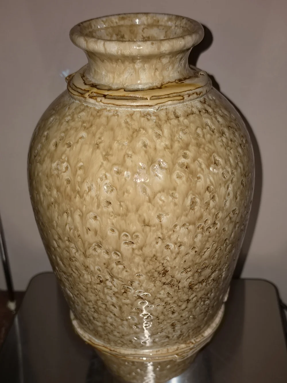 Ceramic Vase with Red Leaf Motif